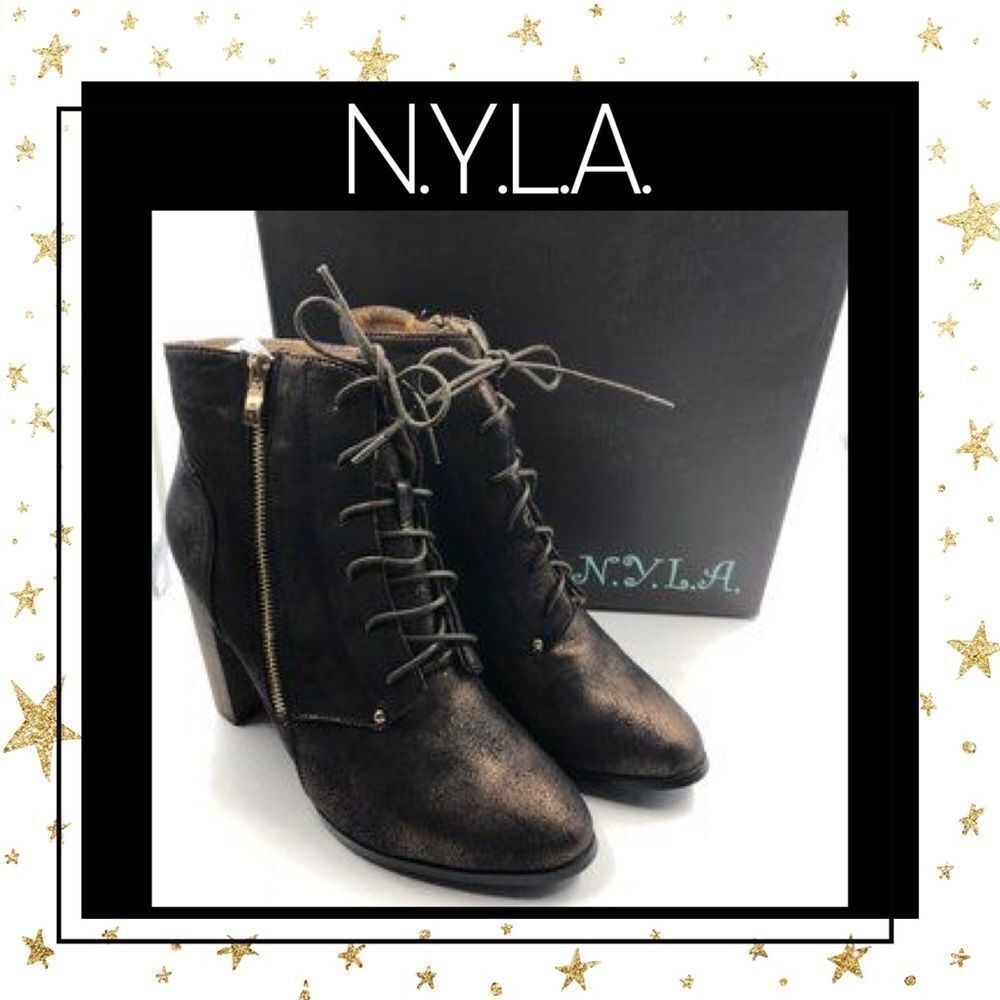 N.Y.L.A. Olygmala Bronze Ankle Boots Booties 8.5
